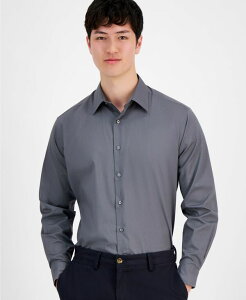 yz Nu[ Y Vc gbvX Men's Regular-Fit Dress Shirt Created for Macy's Charcoal White