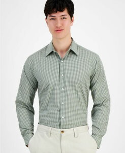 yz Nu[ Y Vc gbvX Men's Regular-Fit Dress Shirt Created for Macy's Olive White