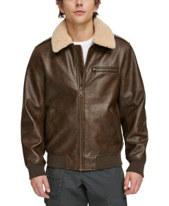 [oCX Y AE^[ WPbgEu] U[ tFCNU[ WPbg Levi's Men's Sherpa Collar Faux Leather Bomber Jacket Brown uE