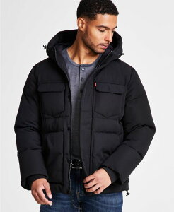 [oCX Y AE^[ WPbgEu] LeBO WPbg Levi's Men's Quilted Hooded Puffer Jacket Black ubN