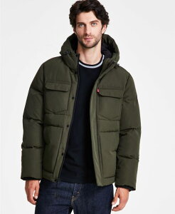 ���[�o�C�X �����Y �A�E�^�[ �W���P�b�g�E�u���]�� �L���e�B���O �W���P�b�g Levi's Men's Quilted Hooded Puffer Jacket Olive �I���[�u