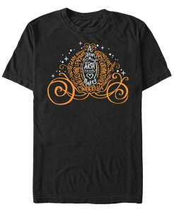 �t�B�t�X�T�� �����Y �g�b�v�X T�V���c Fifth Sun Disney Men's Cinderella Pumpkin Text Carriage Short Sleeve T-Shirt Black �u���b�N