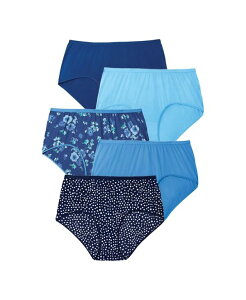 �R���t�H�[�g �`���C�X ���f�B�[�X �A���_�[�E�F�A �p���c �v���X�T�C�Y �R�b�g�� Comfort Choice Plus Size Cotton Brief 5-Pack Evening blue dot pack �u���[