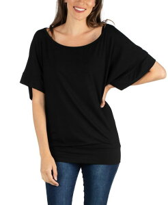 24 �Z�u���R���t�H�[�g ���f�B�[�X �g�b�v�X �V���c 24seven Comfort Apparel Loose Fit Dolman with Wide Sleeves Top Mocha ���J