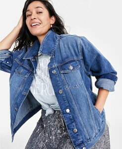 yz On 34th fB[X WPbgEu] AE^[ Women's Classic Denim Trucker Jacket Created for Macy's Dark Wash