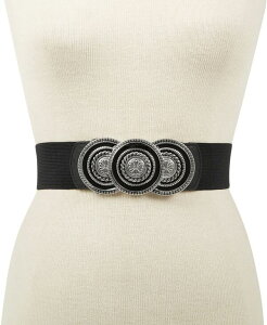 yz AC.Gk.V[ C^[iVi RZvg fB[X xg ANZT[ Round-Buckle Stretch Belt Created for Macy's Black/Silver