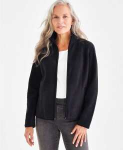 yz X^CAhR[ fB[X WPbgEu] AE^[ Women's Polar Fleece Mock-Neck Jacket Created for Macy's Deep Black