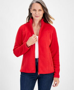 yz X^CAhR[ fB[X WPbgEu] AE^[ Women's Polar Fleece Mock-Neck Jacket Created for Macy's Tango Red