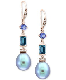 エフィー レディース ピアス・イヤリング アクセサリー EFFY&reg; Blue Cultured Freshwater Pearl (12 x 10mm) Multi-Gemstone (1-3/4 ct. t.w.) & Diamond (1/8 ct. t.w.) Drop Earrings in 14k Rose Gold Rose Gold