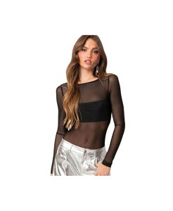 �A�f�B�N�e�b�h ���f�B�[�X �g�b�v�X �V���c ���b�V�� �V�A�[ �{�f�B�[�X�[�c Edikted Women's Sheer mesh bandeau bodysuit Black �u���b�N
