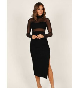 Petal and Pup ���f�B�[�X �g�b�v�X �����s�[�X �~�f�B Petal and Pup Farrow Long Sleeve Midi Women's Dress Black �u���b�N