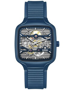 h Y ANZT[ rv Rado Unisex Swiss Automatic True Square Open Heart Navy Blue Rubber Strap Watch 38mm No Color lCr[