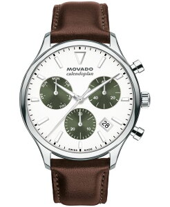 ���o�h �����Y �A�N�Z�T���[ �r���v ���U�[ Movado Men's Calendoplan Swiss Quartz Chrono Chocolate Leather Watch 43mm Brown �u���E��