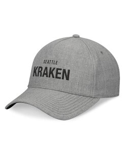 t@ieBNX Y ANZT[ Xq U[ Heather Gray Fanatics Men's Heather Gray Seattle Kraken Elements A-Frame Leather Strapback Hat
