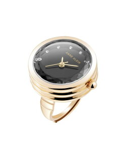 ANC fB[X ANZT[ rv Anne Klein Women's Quartz Faceted Crystal Gold-Tone Alloy Metal Ring Watch 20mm Black/Gold-Tone ubN