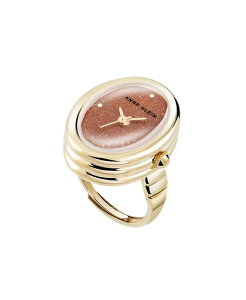 ANC fB[X ANZT[ rv Anne Klein Women's Quartz Gold Sandstone Gemstone and Gold-Tone Alloy Metal Ring Watch 17mm Red/Gold-Tone bh