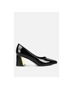�����h�����O ���f�B�[�X �V���[�Y �p���v�X �g�[�� �q�[�� London Rag zaila metallic accent block heel pumps Black �u���b�N