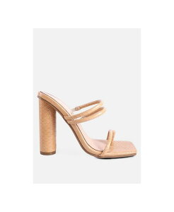 hO fB[X V[Y T_ q[ London Rag Women's Dandelion High Block Heeled Croc Sandals Latte