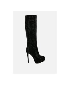 hO fB[X V[Y u[cECu[c London Rag nebula rhinestone embellished stiletto calf boots Black ubN