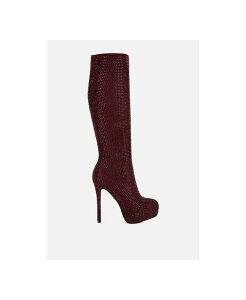 hO fB[X V[Y u[cECu[c London Rag nebula rhinestone embellished stiletto calf boots Burgundy o[KfB