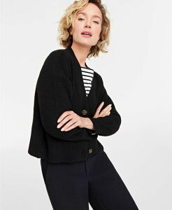 yz On 34th fB[X jbgEZ[^[ J[fBK AE^[ Women's Three-Button Classic Cardigan Deep Black