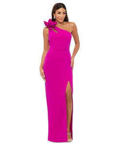 �G�X�P�[�v ���f�B�[�X �g�b�v�X �����s�[�X �����V�����_�[ XSCAPE Women's One-Shoulder Flower Side-Slit Dress Black �u���b�N