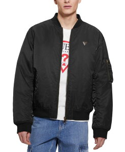 QX Y AE^[ WPbgEu] WPbg GUESS Men's John Bomber Jacket with Removable Hooded Inset Jet Black ubN