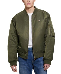 QX Y AE^[ WPbgEu] WPbg GUESS Men's John Bomber Jacket with Removable Hooded Inset Olive Morning Multi I[u