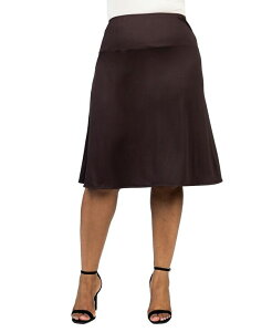 24 �Z�u���R���t�H�[�g ���f�B�[�X �{�g���X �X�J�[�g A ���C�� �v���X�T�C�Y 24seven Comfort Apparel Plus Size A Line Elastic Waist Skirt Brown �u���E��