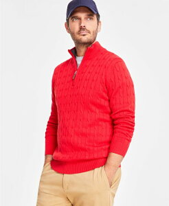 Nu[ Y AE^[ jbgEZ[^[ Rbg jbg Club Room Men's Cable Knit Quarter-Zip Cotton Sweater Fire