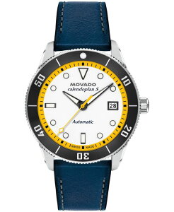 ���o�h �����Y �A�N�Z�T���[ �r���v ���U�[ Movado Men's Calendoplan S Swiss Automatic Blue Leather Watch 40mm Blue �u���[