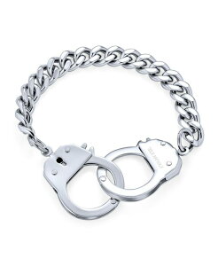 uO Y ANZT[ uXbgEoOEANbg TVc Bling Jewelry Biker Jewelry Couples Handcuff Statement Bracelet for Men Cuban Curb Chain Stainless Steel 8 Inch Grey O[