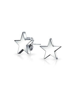 yz uO Y sAXECO ANZT[ Unisex American Patriotic Celestial Rock Star Super Stars Stud Earrings For Men Women Stainless Steel 10MM Silver tone