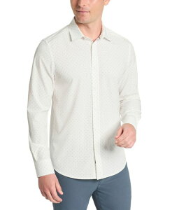 �P�l�X�R�[�� �����Y �g�b�v�X �V���c �v�����g �_�E�� Kenneth Cole Men's Slim-Fit Performance Stretch Printed Button-Down Shirt White/Blue �z���C�g