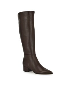 iCEFXg fB[X V[Y u[cECu[c q[ Nine West Women's Morgin Pointy Toe Block Heel Dress Boots Dark Brown Leather uE
