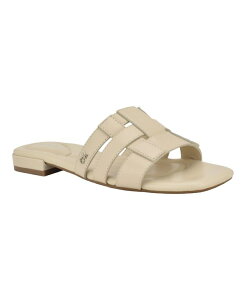 �J���o���N���C�� ���f�B�[�X �V���[�Y �T���_�� Calvin Klein Women's Slip-On Square Toe Flat Sandals Ivory Leather �A�C�{���[