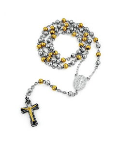 �u�����O ���f�B�[�X �A�N�Z�T���[ �l�b�N���X�E�`���[�J�[�E�y���_���g�g�b�v Bling Jewelry Religious Christian Two Tone Holy Mother Virgin Mary Rosary Prayer Roun...
