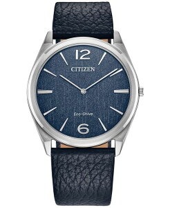 V`Y fB[X ANZT[ rv U[ Citizen Eco-Drive Unisex Blue Leather Strap Watch 38mm No Color u[