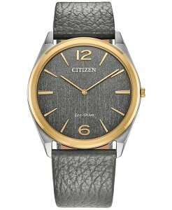V`Y fB[X ANZT[ rv U[ Citizen Eco-Drive Unisex Gray Leather Strap Watch 38mm No Color O[