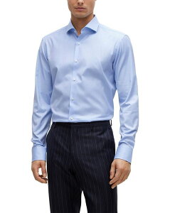 �q���[�S�{�X �����Y �g�b�v�X �V���c �R�b�g�� Hugo Boss Men's Stretch-Cotton Twill Regular-Fit Dress Shirt Light Past/blue �u���[