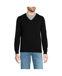 YGh Y AE^[ jbgEZ[^[ VlbN Z[^[ Rbg Lands' End Men's Fine Gauge Cotton V Neck Sweater Black ubN