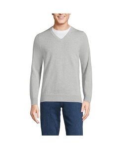 YGh Y AE^[ jbgEZ[^[ VlbN Z[^[ Rbg Lands' End Men's Fine Gauge Cotton V Neck Sweater Gray heather O[