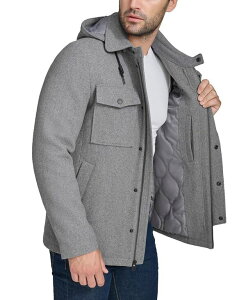 R[n[ Y AE^[ WPbgEu] WPbg Cole Haan Men's Full-Zip Twill Field Jacket with Removable Hood Light Grey O[
