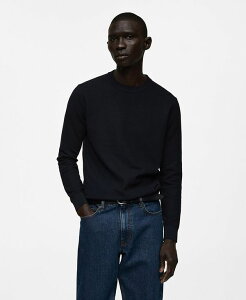 }S Y AE^[ jbgEZ[^[ Rbg jbg MANGO Men's Fine-Knit Cotton Sweater Dark Navy lCr[