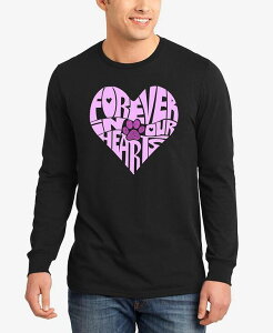 �G���G�[�|�b�v�A�[�g �����Y �g�b�v�X T�V���c LA Pop Art Forever In Our Hearts - Men's Word Art Long Sleeve T-Shirt Black �u���b�N