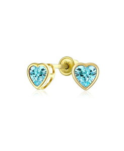 yz uO fB[X sAXECO ANZT[ Tiny Cubic Zirconia Real Yellow 14K Real Yellow Gold Heart Stud Earrings Aqua
