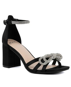 W[Yj[[N fB[X V[Y T_ Jones New York Women's Earaman Block Heel Rhinestone Bow Dress Sandals Black Satin
