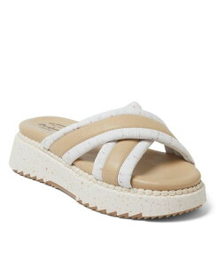 �f�B�A�t�H�[���Y ���f�B�[�X �V���[�Y �T���_�� �v���b�g�t�H�[�� Dearfoams Women's Daisy Cross Strap Platform Sandal Cream �N���[��