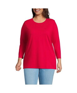�����Y�G���h ���f�B�[�X �g�b�v�X �V���c �v���X�T�C�Y �R�b�g�� Lands' End Plus Size 3/4 Sleeve Cotton Supima Tunic Heritage red ���b�h