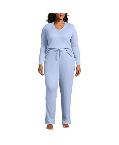 �����Y�G���h ���f�B�[�X �A���_�[�E�F�A �i�C�g�E�F�A �v���X�T�C�Y �p���c Lands' End Plus Size Cozy 2 Piece Pajama Set - Long Sleeve Top and Pants Light cornflower